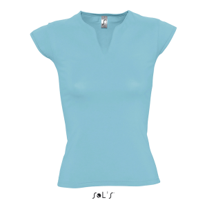 MINT - WOMEN'S CURVED V-NECK T-SHIRT WITH CAP SLEEVES